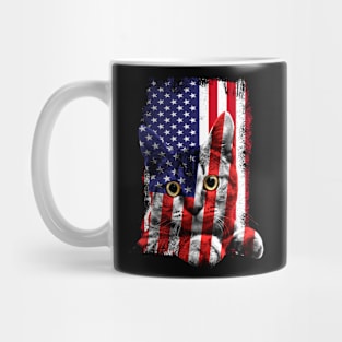 Retro Cat _ American Flag Indepedence Day July 4th Mug